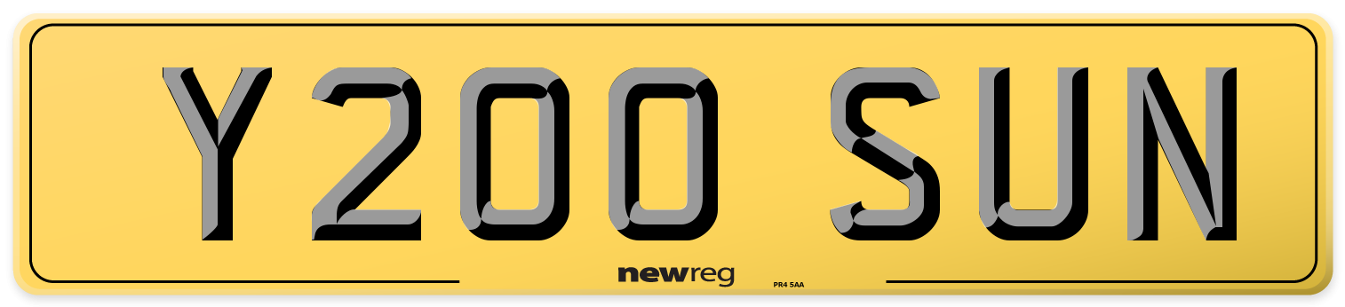 Y200 SUN Rear Number Plate