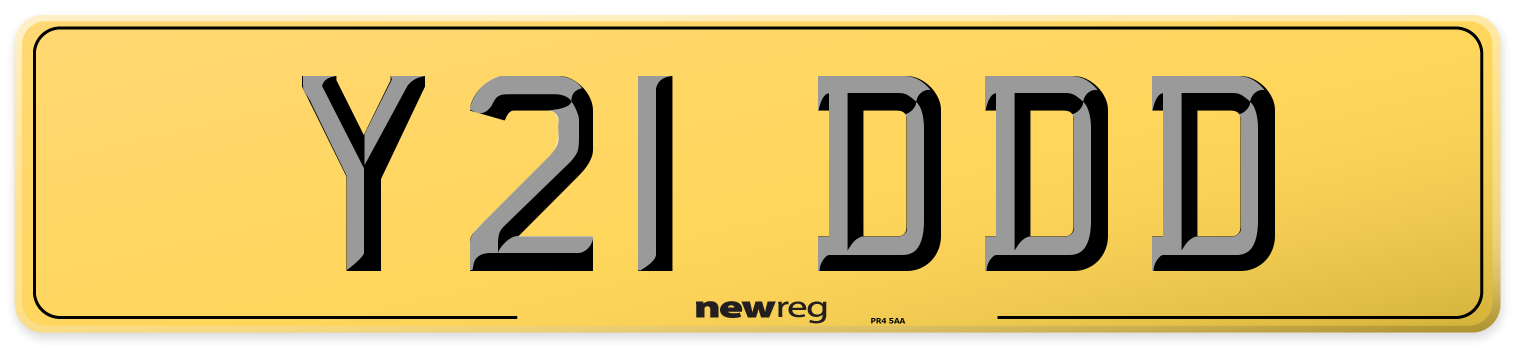 Y21 DDD Rear Number Plate