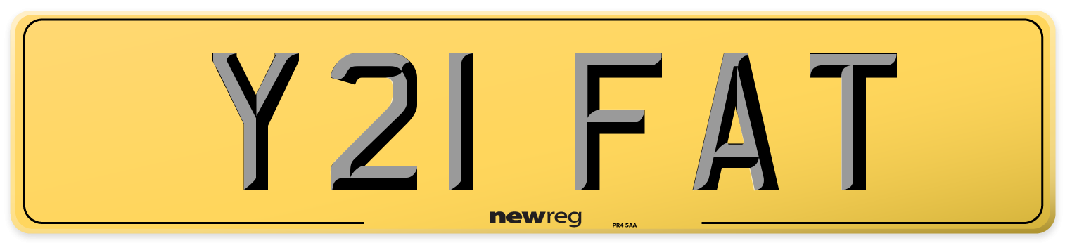 Y21 FAT Rear Number Plate