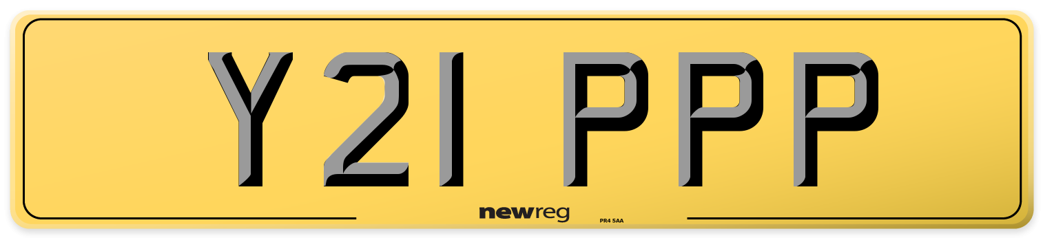 Y21 PPP Rear Number Plate