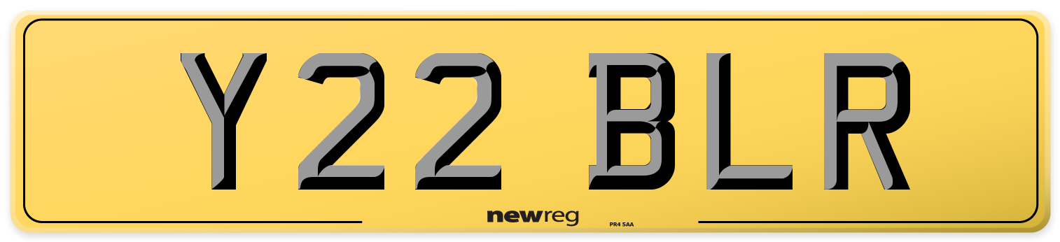 Y22 BLR Rear Number Plate
