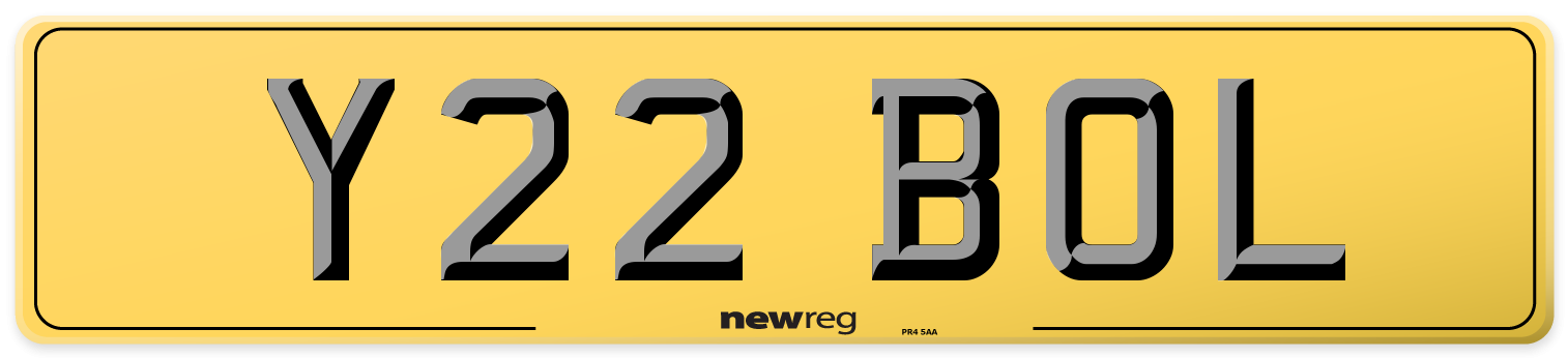 Y22 BOL Rear Number Plate