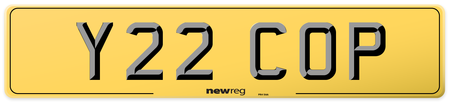 Y22 COP Rear Number Plate