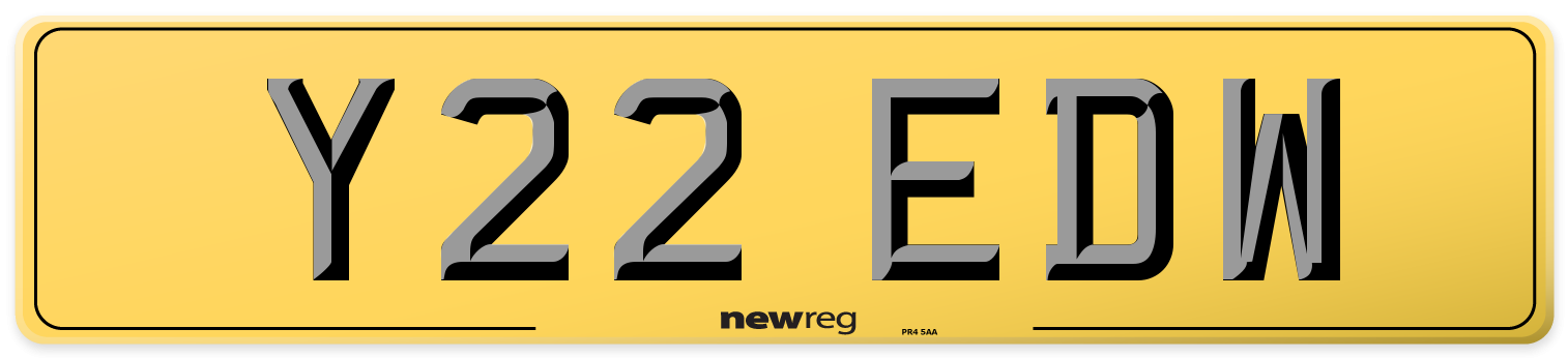 Y22 EDW Rear Number Plate