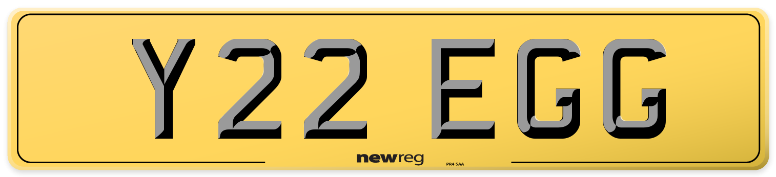 Y22 EGG Rear Number Plate