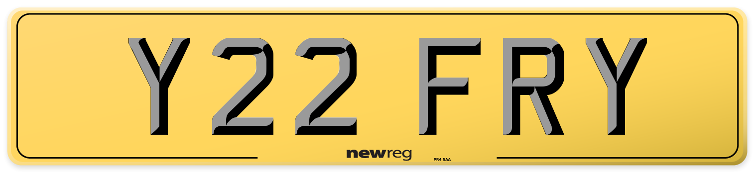 Y22 FRY Rear Number Plate