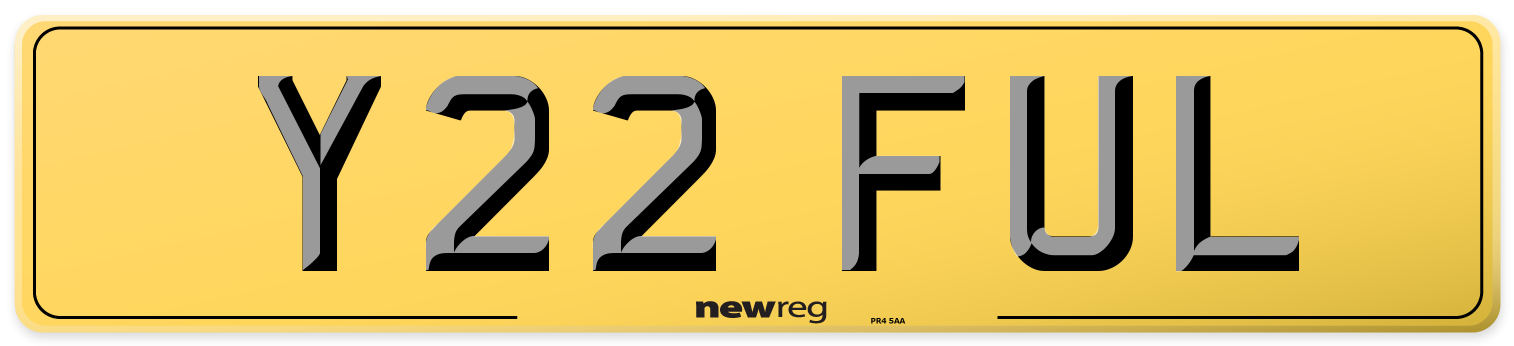 Y22 FUL Rear Number Plate