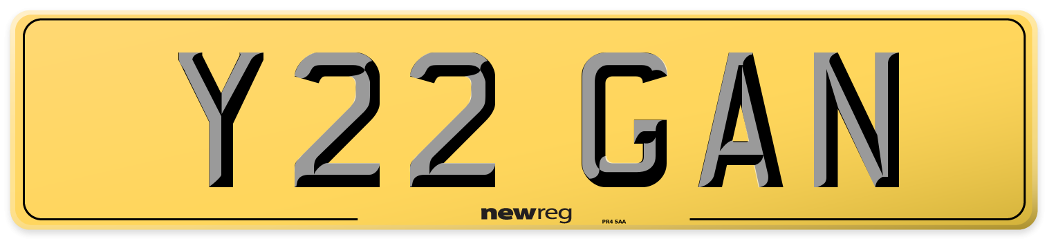 Y22 GAN Rear Number Plate