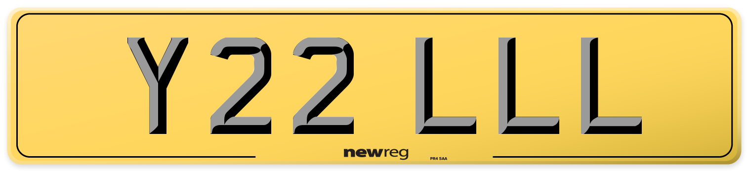Y22 LLL Rear Number Plate