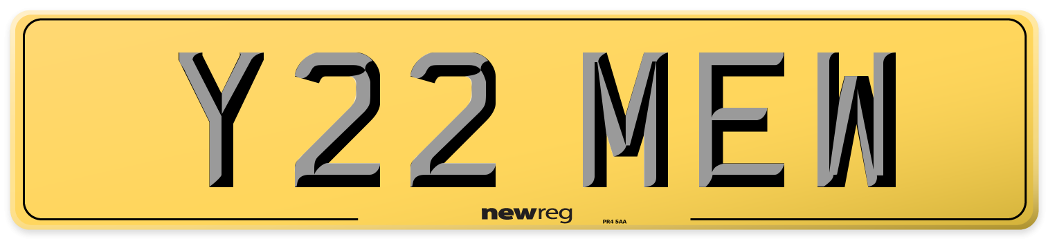 Y22 MEW Rear Number Plate