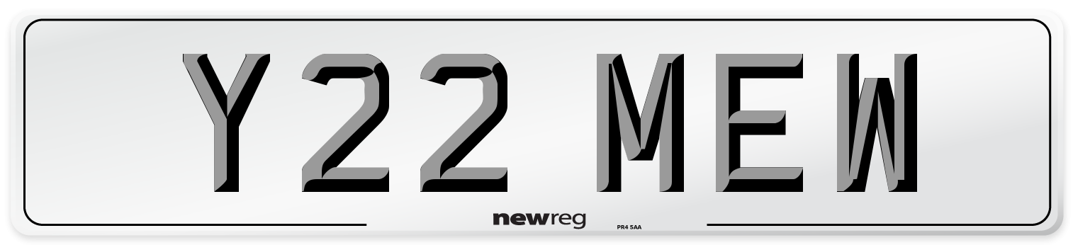 Y22 MEW Front Number Plate