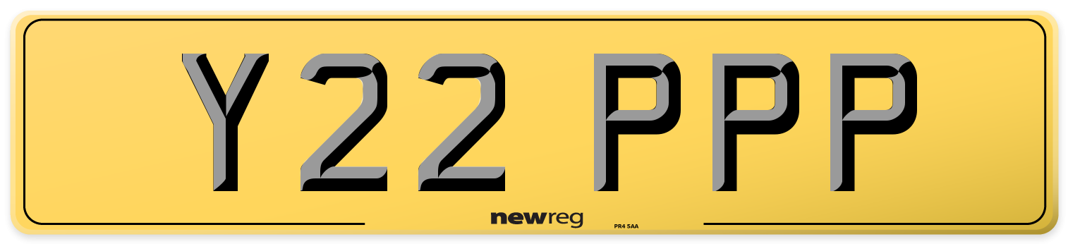 Y22 PPP Rear Number Plate