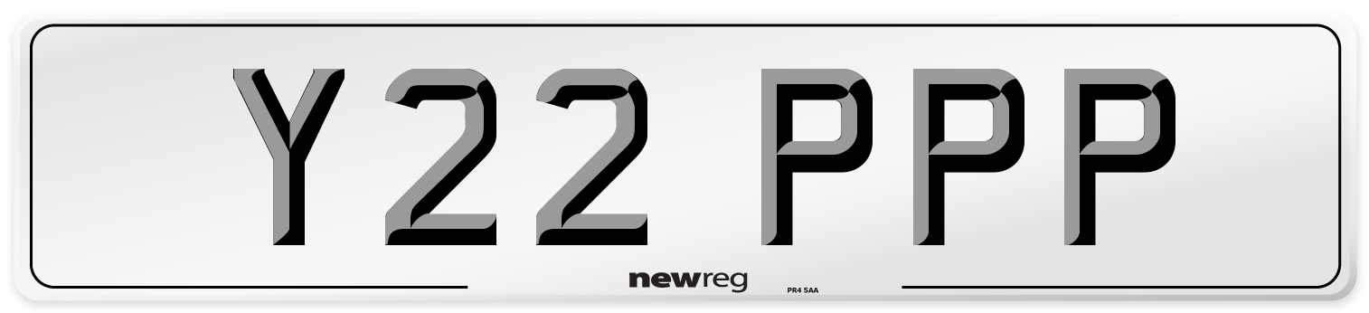 Y22 PPP Front Number Plate