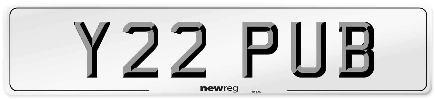 Y22 PUB Front Number Plate
