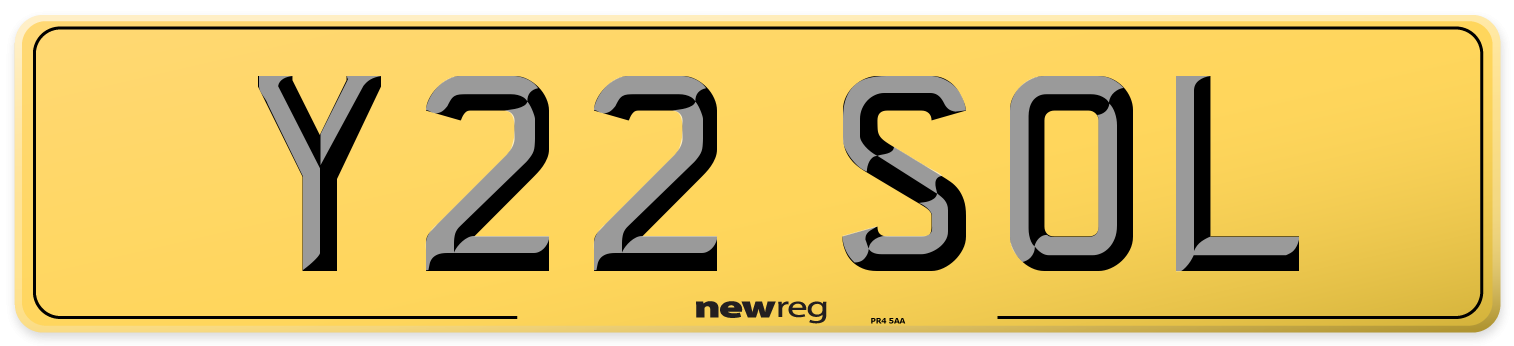 Y22 SOL Rear Number Plate