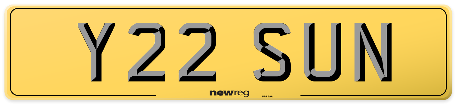 Y22 SUN Rear Number Plate