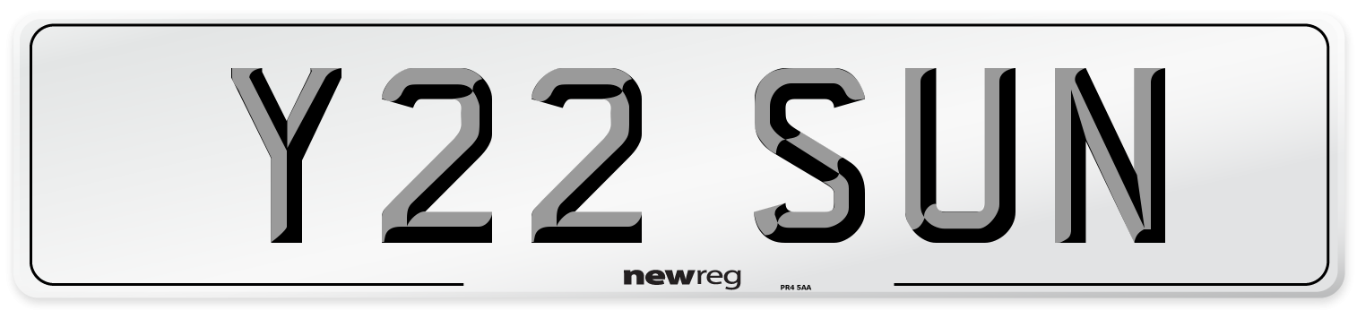 Y22 SUN Front Number Plate