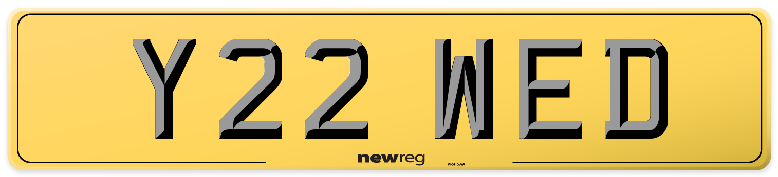 Y22 WED Rear Number Plate