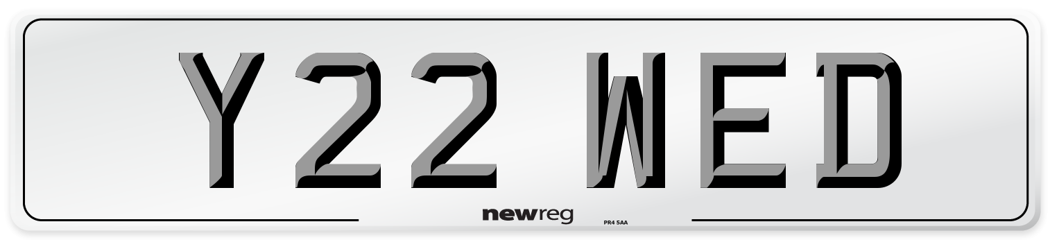 Y22 WED Front Number Plate