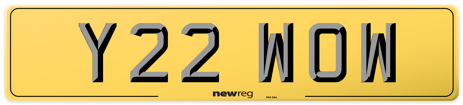 Y22 WOW Rear Number Plate