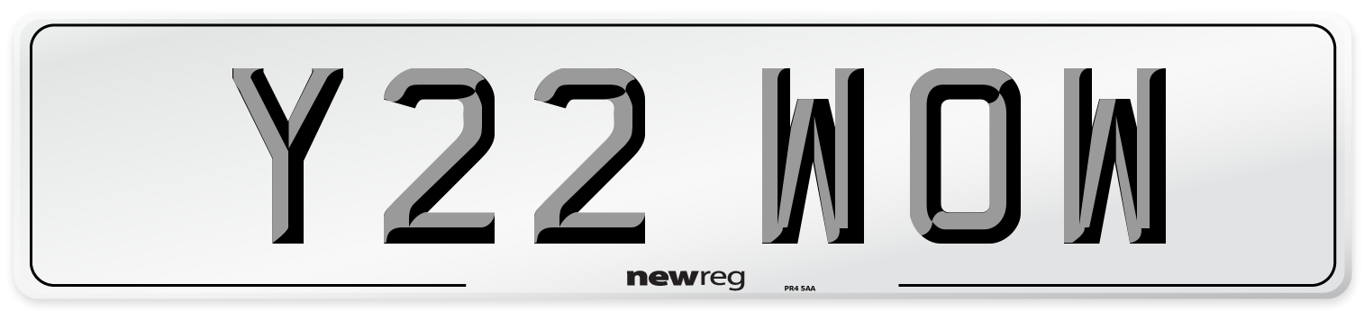 Y22 WOW Front Number Plate
