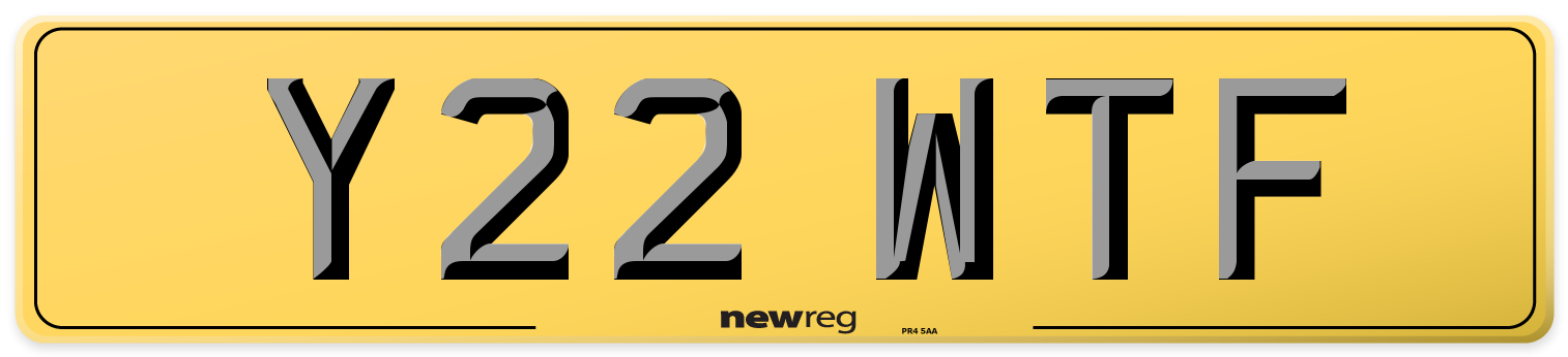 Y22 WTF Rear Number Plate