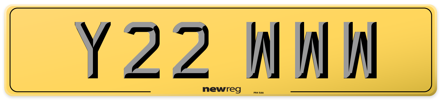Y22 WWW Rear Number Plate