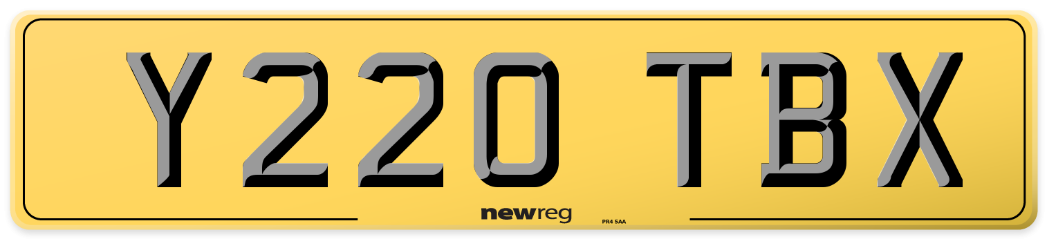 Y220 TBX Rear Number Plate