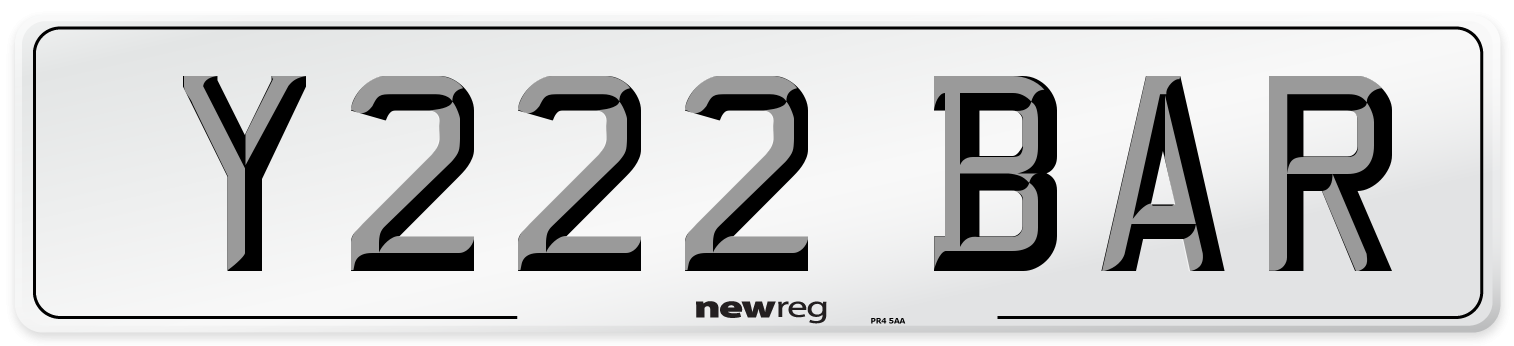 Y222 BAR Front Number Plate
