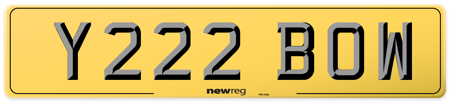 Y222 BOW Rear Number Plate