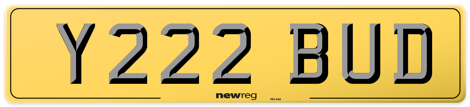 Y222 BUD Rear Number Plate