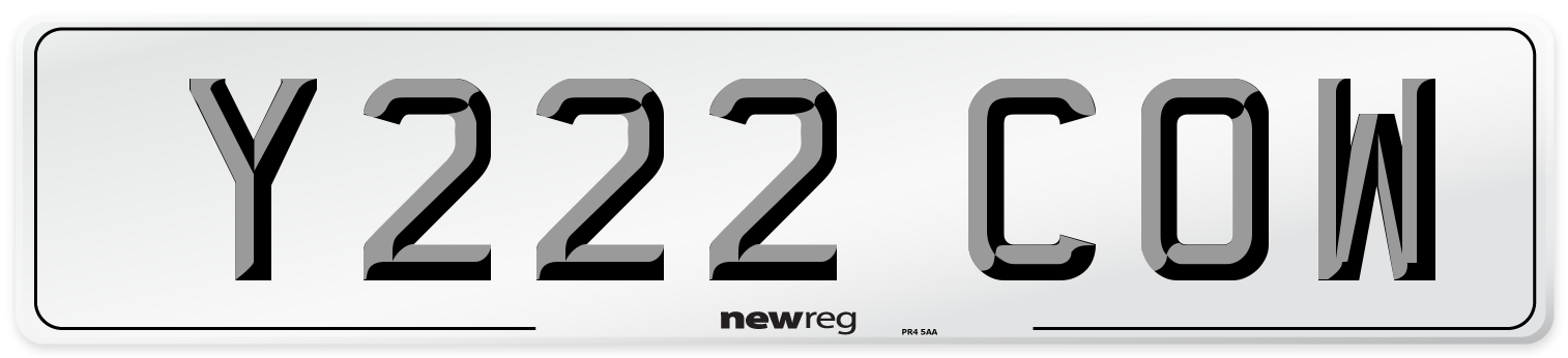 Y222 COW Front Number Plate