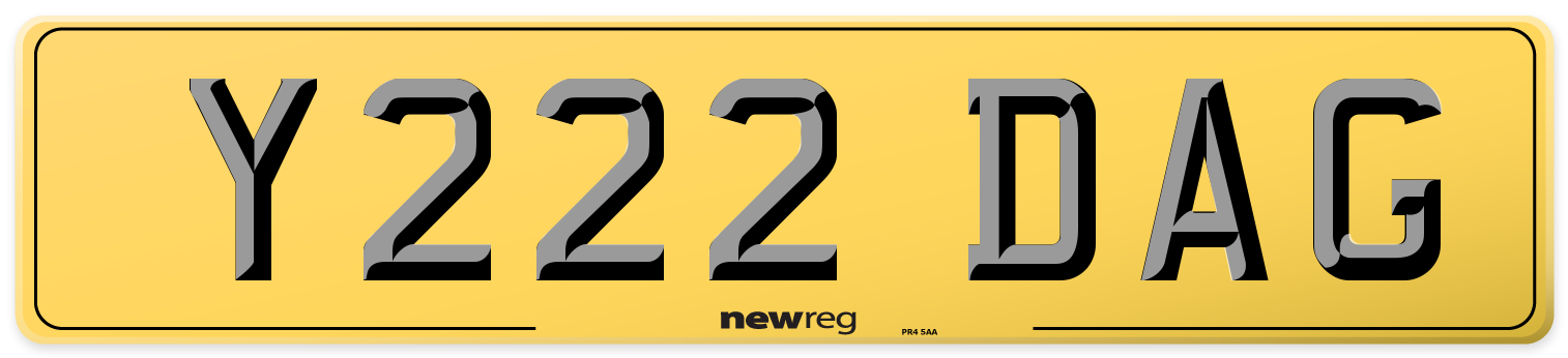 Y222 DAG Rear Number Plate