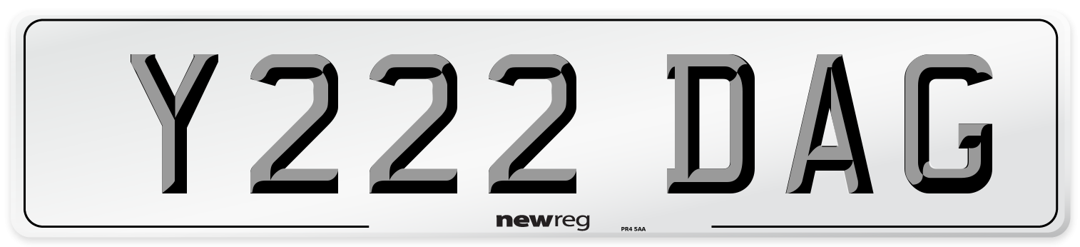 Y222 DAG Front Number Plate