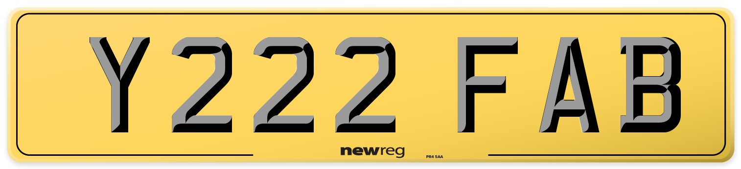Y222 FAB Rear Number Plate