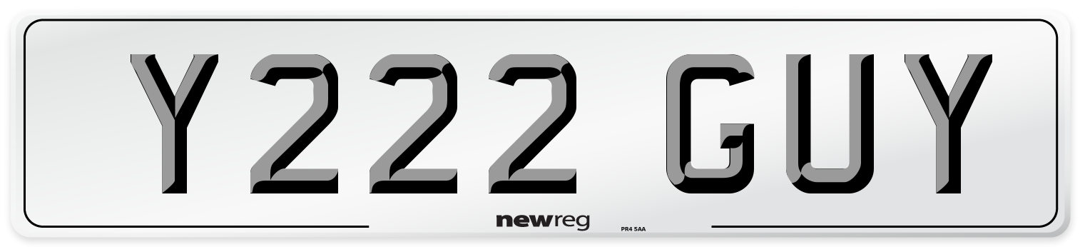 Y222 GUY Front Number Plate