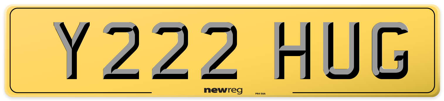 Y222 HUG Rear Number Plate