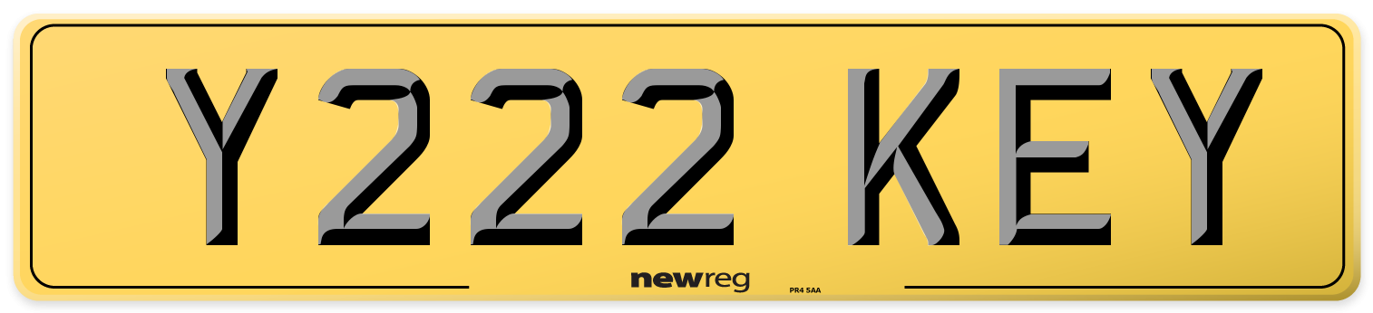 Y222 KEY Rear Number Plate