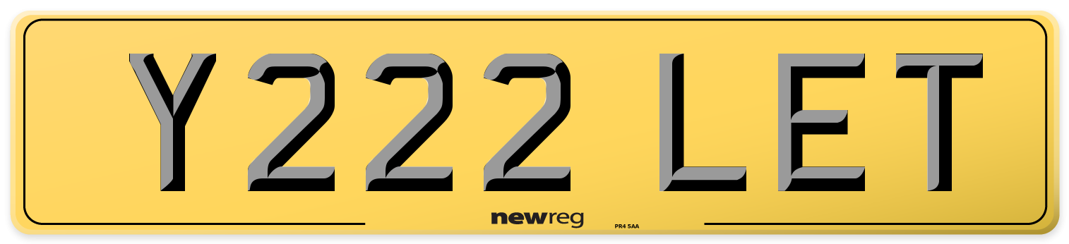Y222 LET Rear Number Plate
