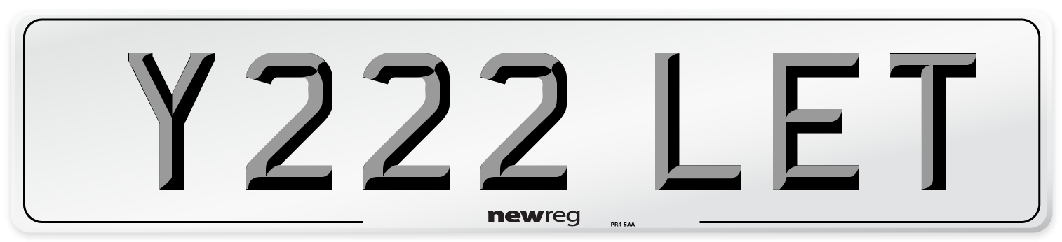 Y222 LET Front Number Plate