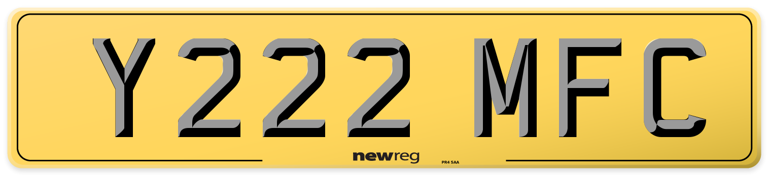 Y222 MFC Rear Number Plate