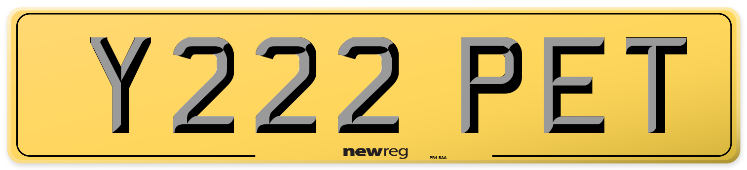 Y222 PET Rear Number Plate