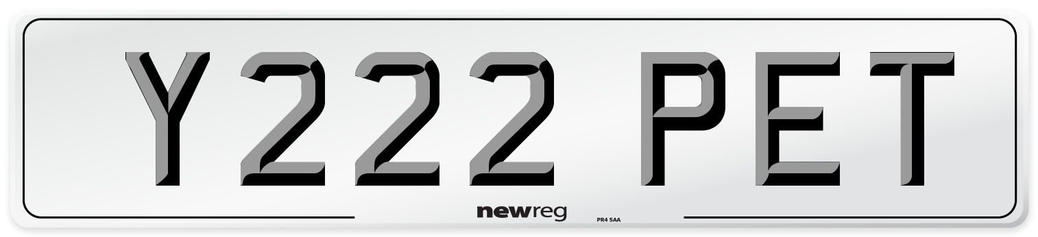 Y222 PET Front Number Plate