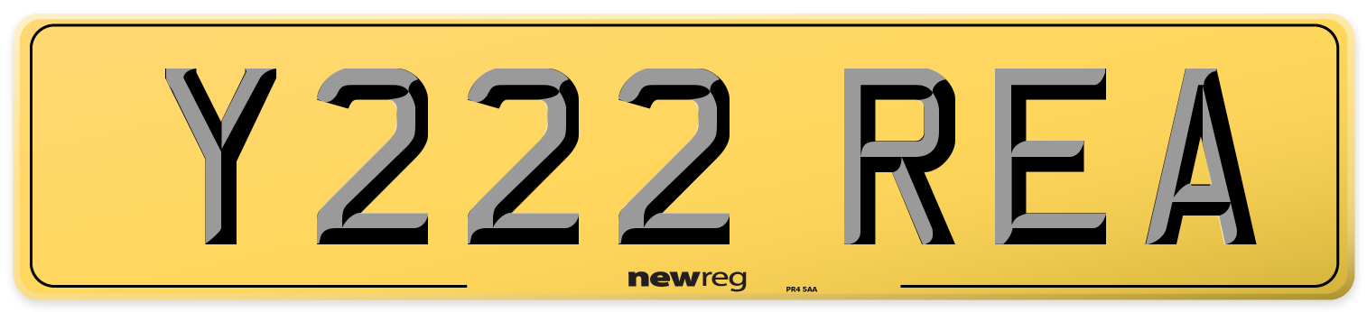 Y222 REA Rear Number Plate