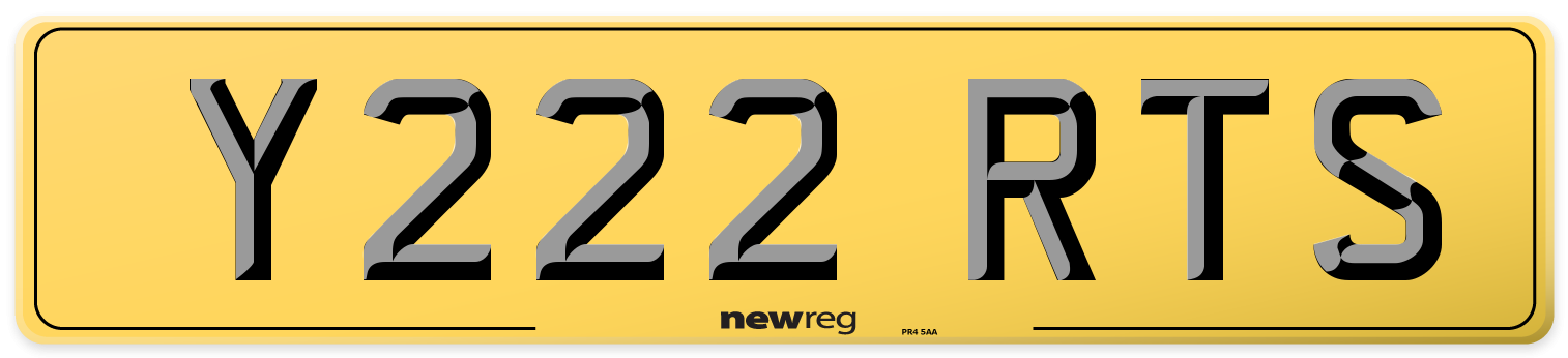 Y222 RTS Rear Number Plate