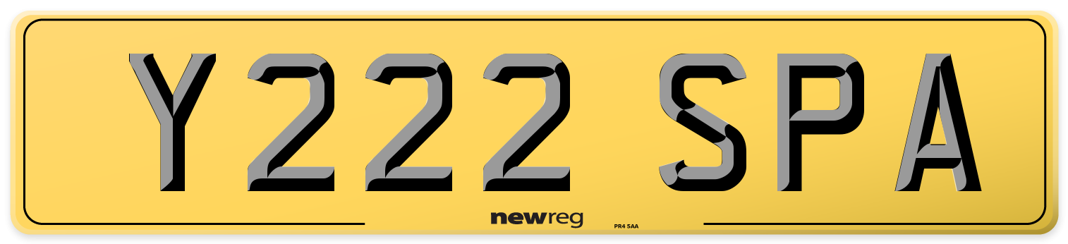 Y222 SPA Rear Number Plate