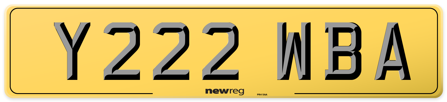 Y222 WBA Rear Number Plate