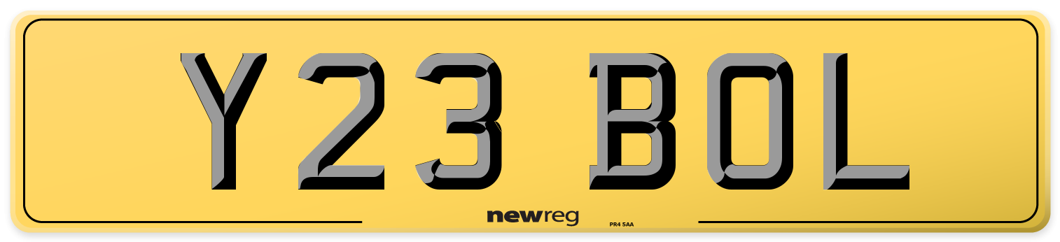 Y23 BOL Rear Number Plate