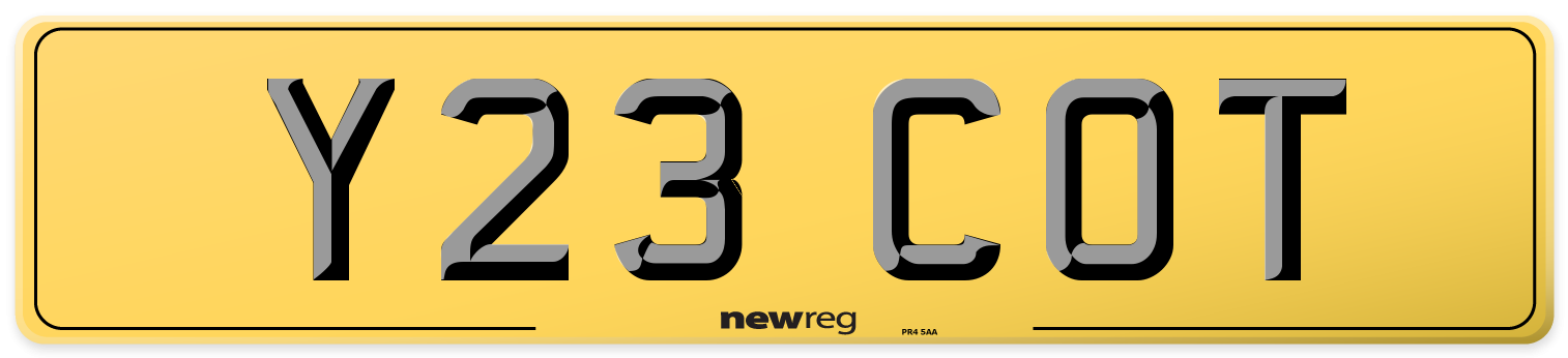 Y23 COT Rear Number Plate