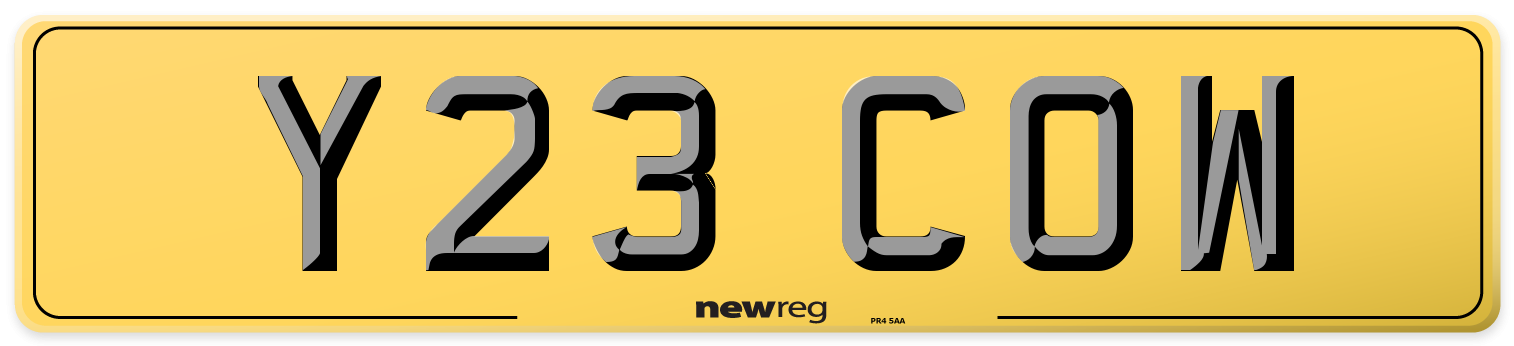 Y23 COW Rear Number Plate
